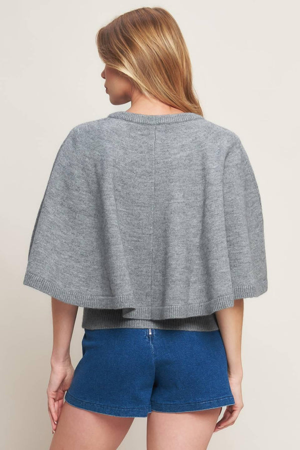 MISTY SHAWL CAPELET SWEATER - Flying Tomato - SWEATERS - Flying Tomato