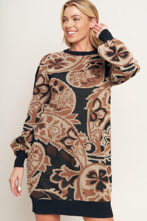BAROQUE HAVANA SWEATER KNIT MINI DRESS.