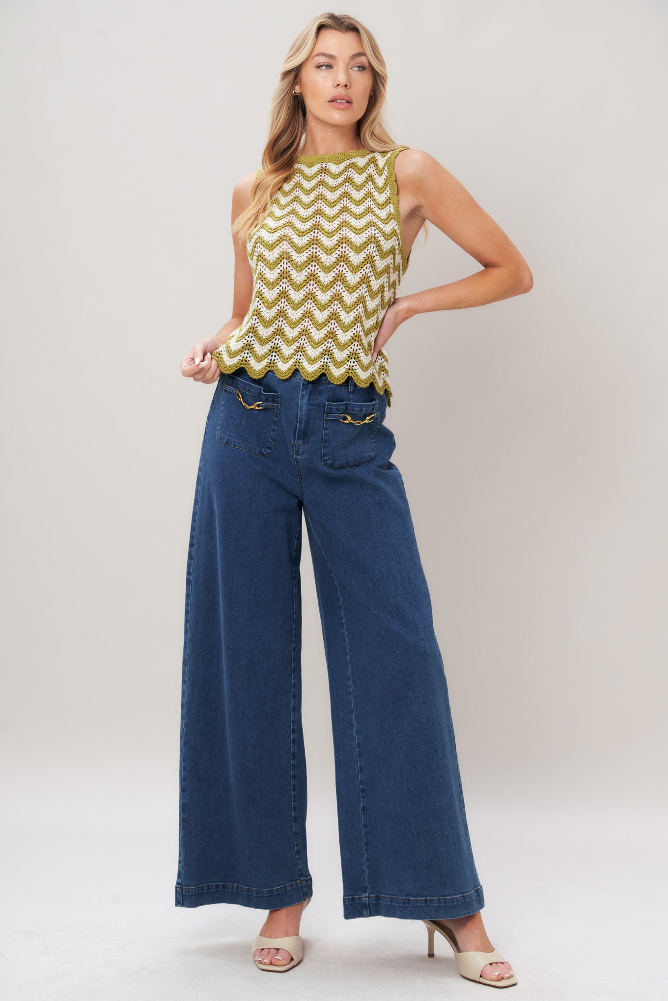 SUNSET STITCH CROCHET KNIT TOP.