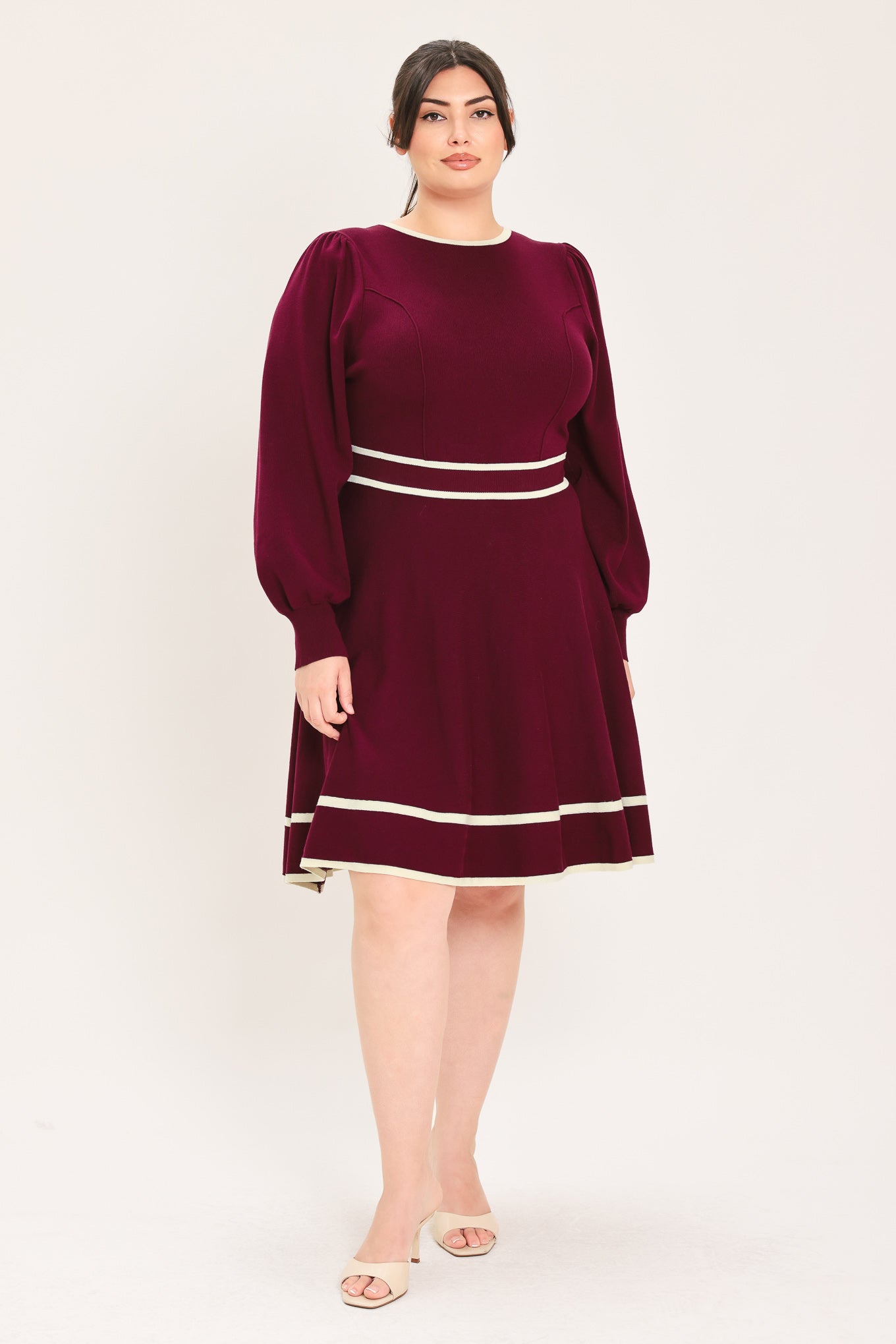 MERLOT IVORY MOMENT SWEATER MINI DRESS
