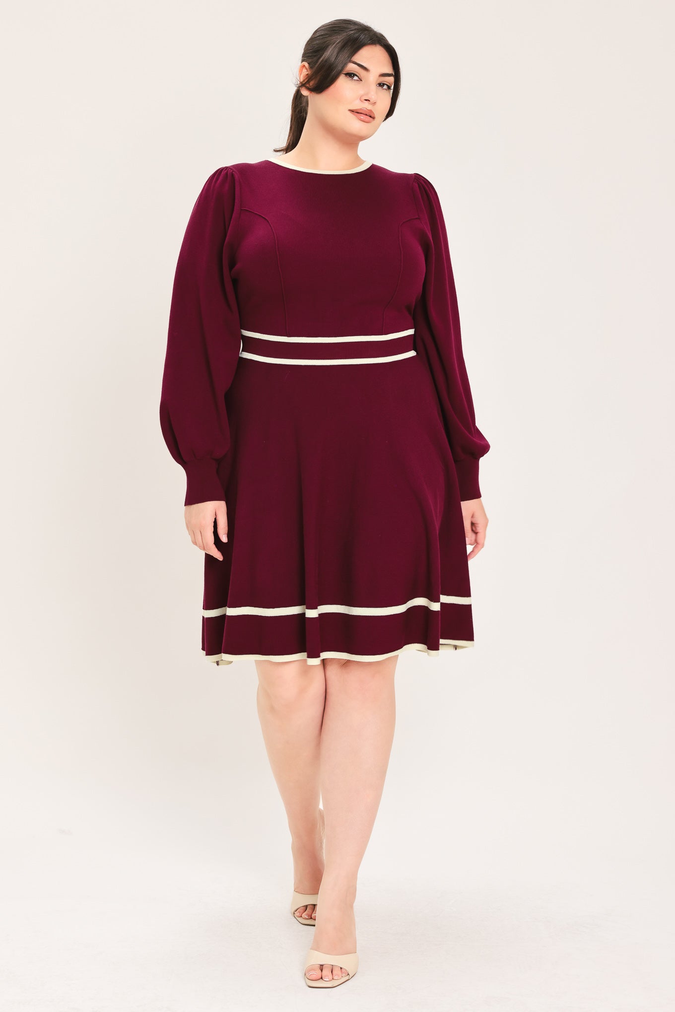 MERLOT IVORY MOMENT SWEATER MINI DRESS