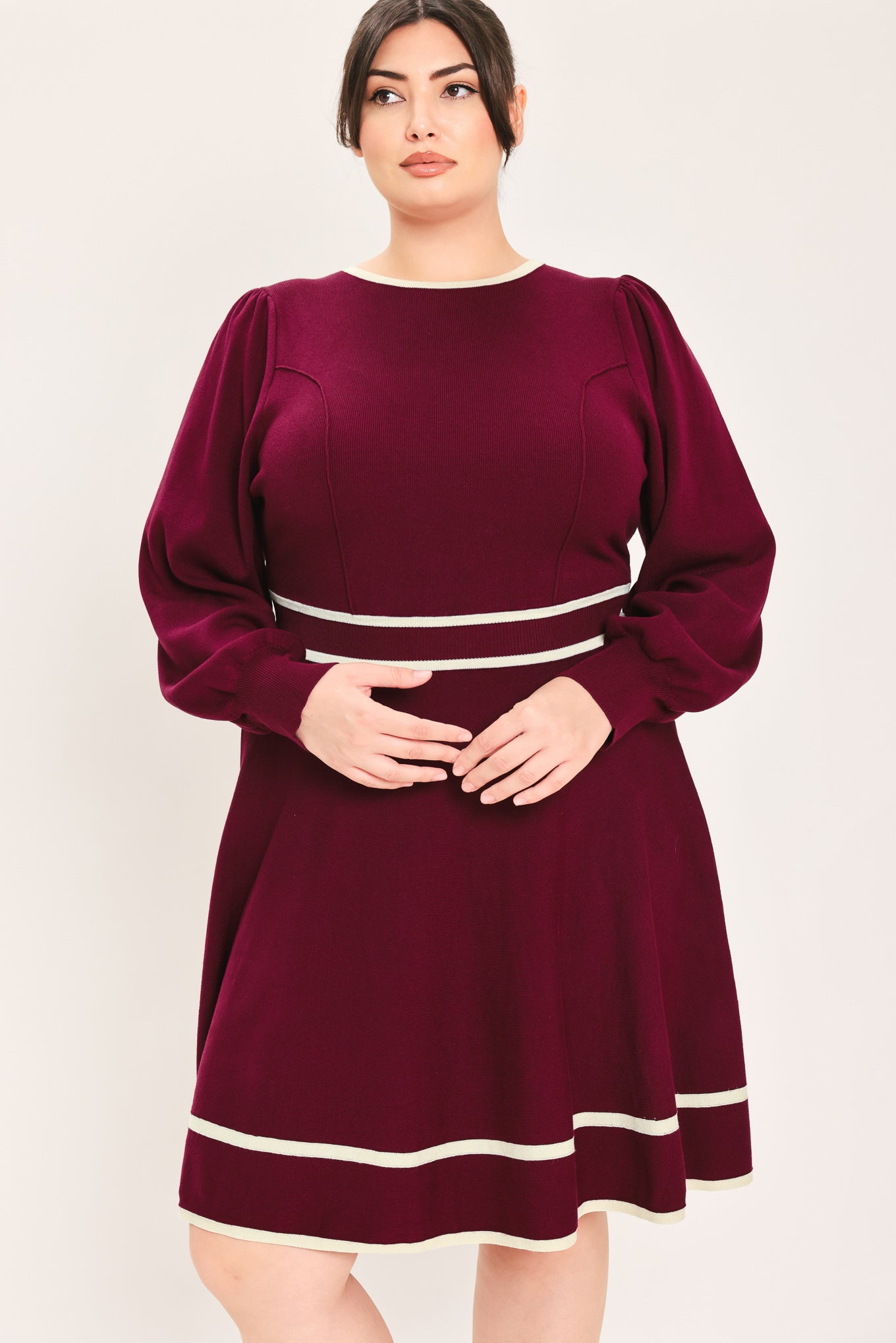 MERLOT IVORY MOMENT SWEATER MINI DRESS
