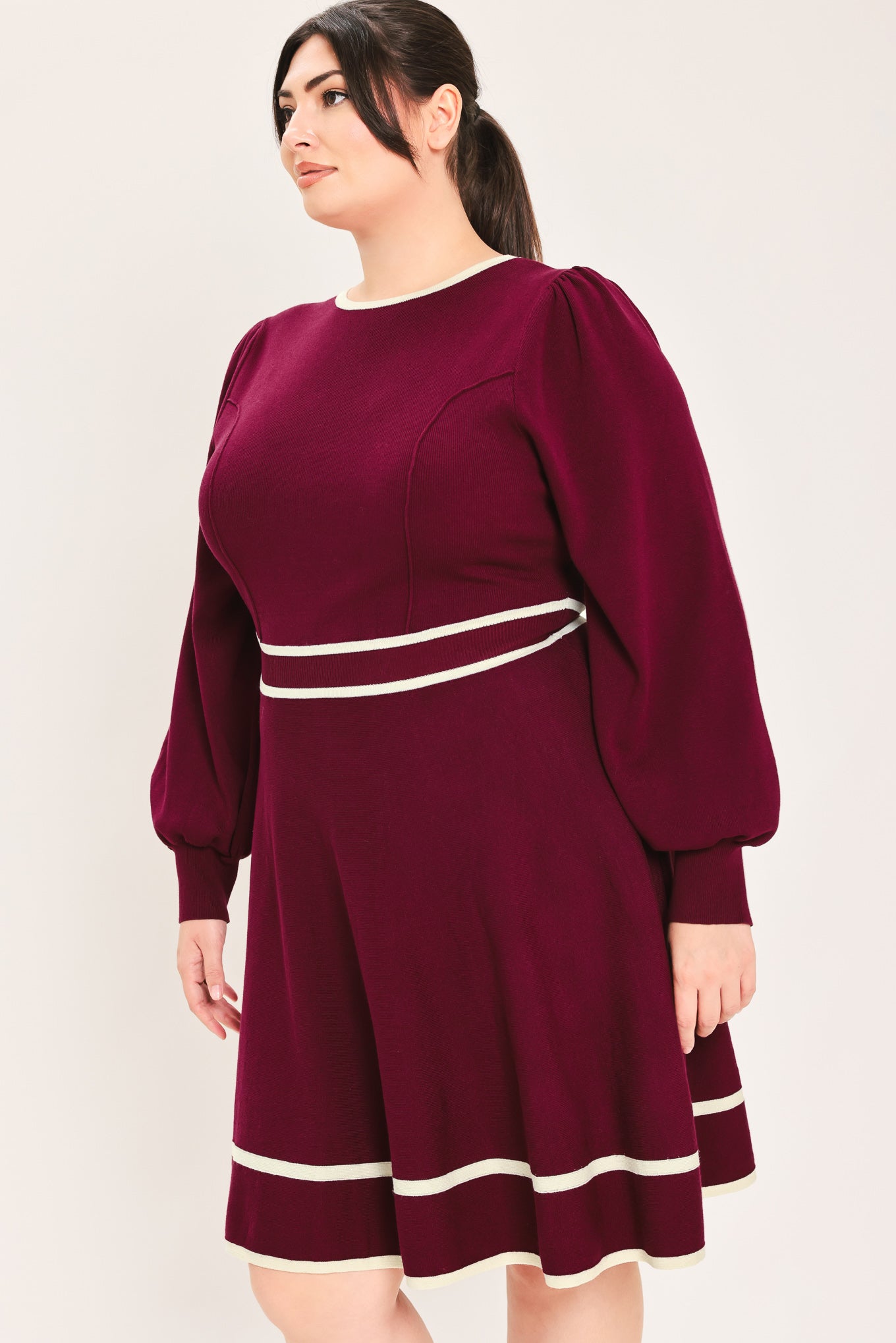 MERLOT IVORY MOMENT SWEATER MINI DRESS
