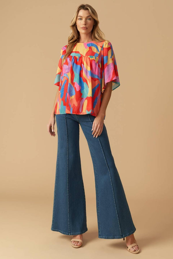 SHINING GARDEN WOVEN TOP.
