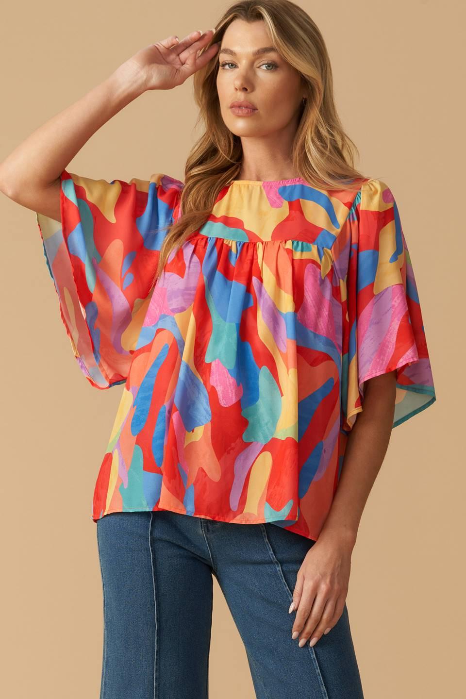 SHINING GARDEN WOVEN TOP.