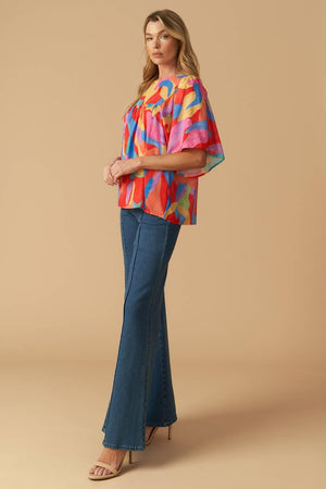 SHINING GARDEN WOVEN TOP.