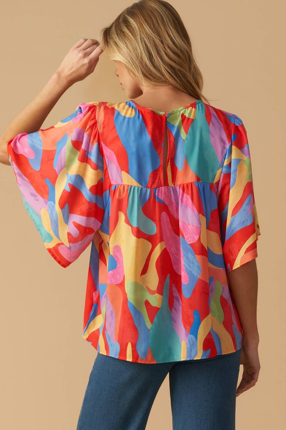 SHINING GARDEN WOVEN TOP.
