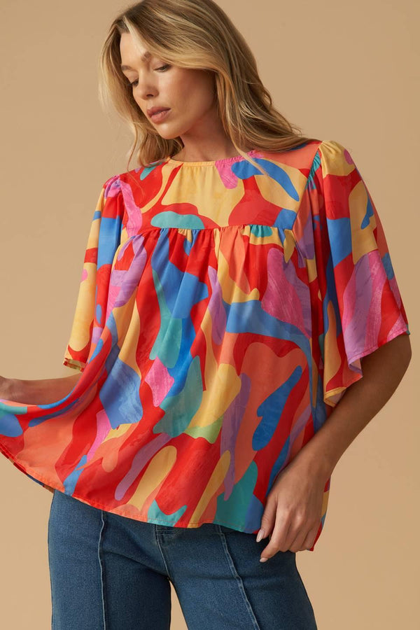 SHINING GARDEN WOVEN TOP.