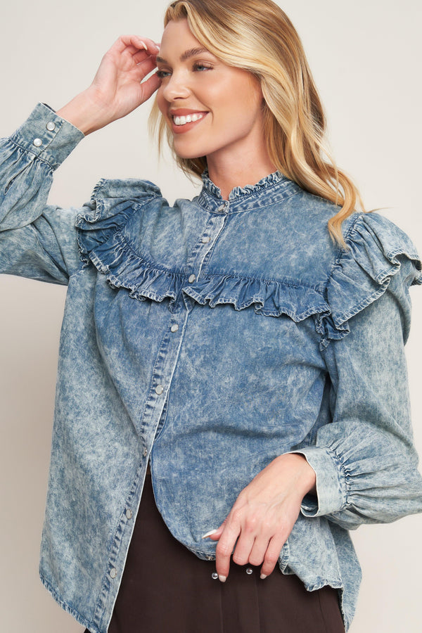 WESTERN CHIC DENIM TOP.