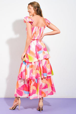 ABSOLUTE EDGE PINK WOVEN TOP AND SKIRT.