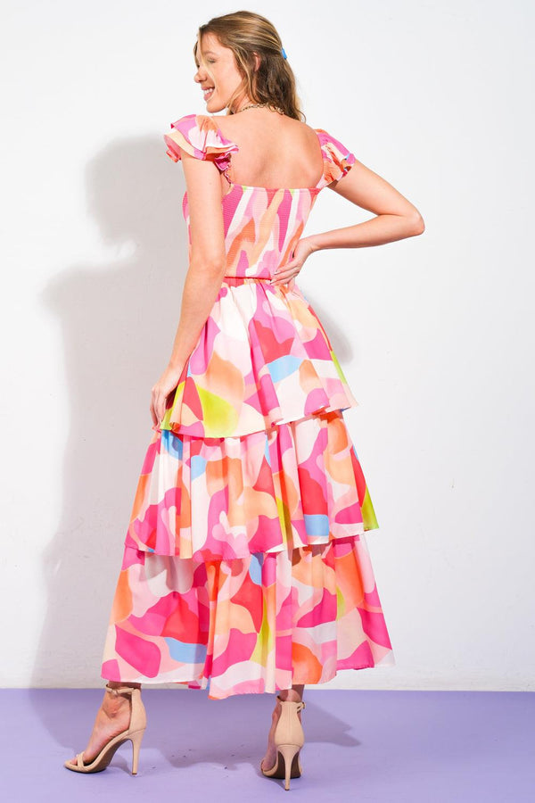 ABSOLUTE EDGE PINK WOVEN TOP AND SKIRT.