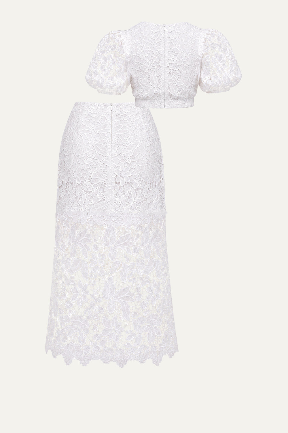 UNFORGETTABLE ICON WOVEN LACE TOP AND SKIRT SET