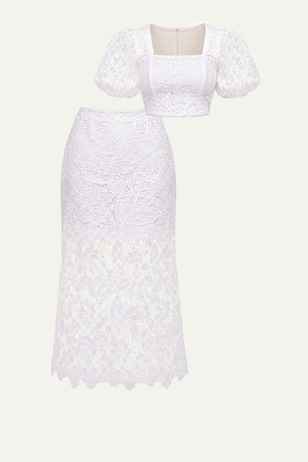 UNFORGETTABLE ICON WOVEN LACE TOP AND SKIRT SET