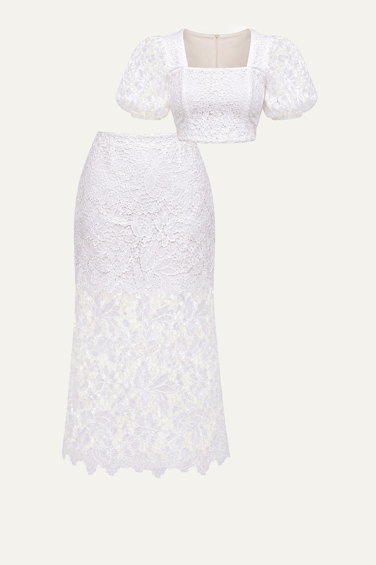 UNFORGETTABLE ICON WOVEN LACE TOP AND SKIRT SET