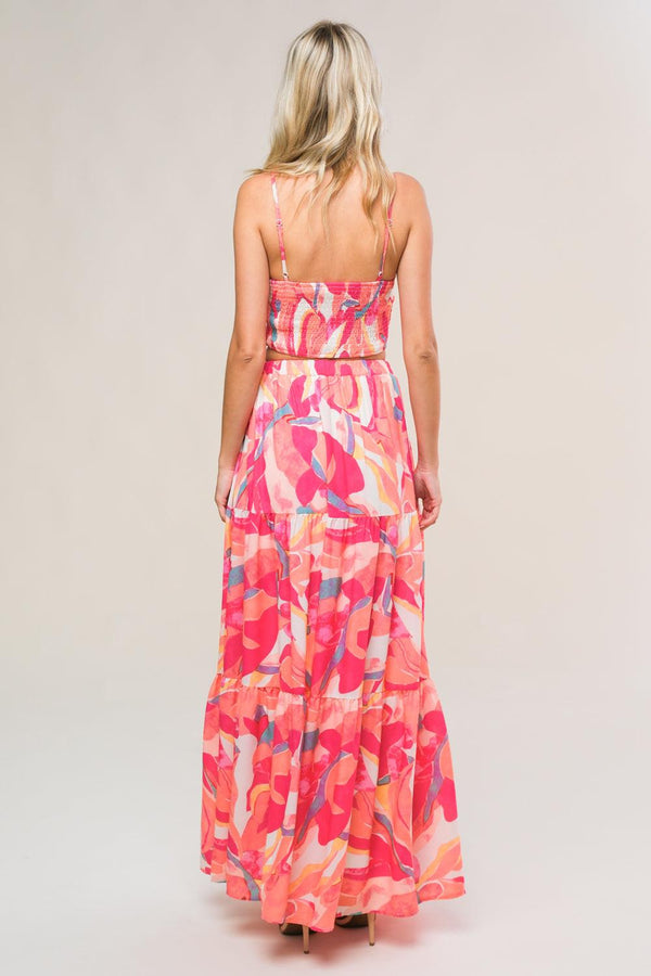 Flying Tomato Vanilla Floral Tiered Ruffle Skirt