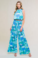 MARITIME MUSE WOVEN PLISSE TOP AND PANT SET.