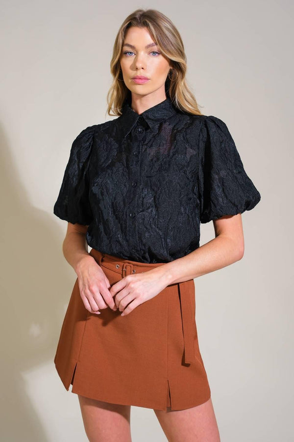 HEADING TO PARADISE WOVEN TOP.
