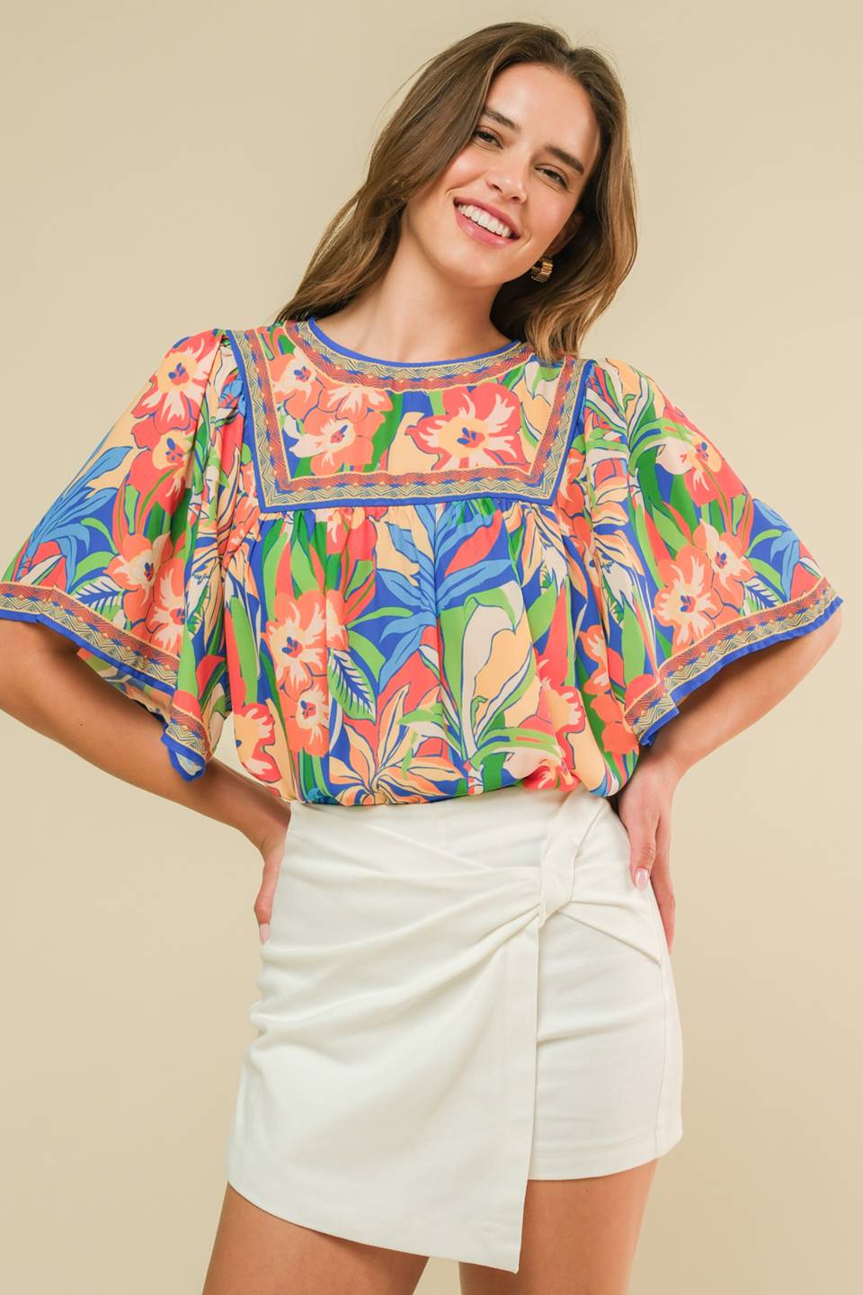 Flying Tomato Brown Sugar Open Crochet Knit Top