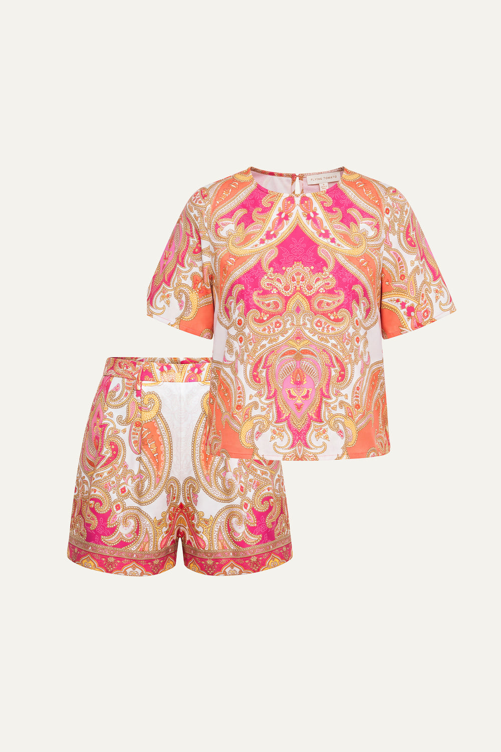 SCARLET SYMPHONY WOVEN TOP AND SHORT SET