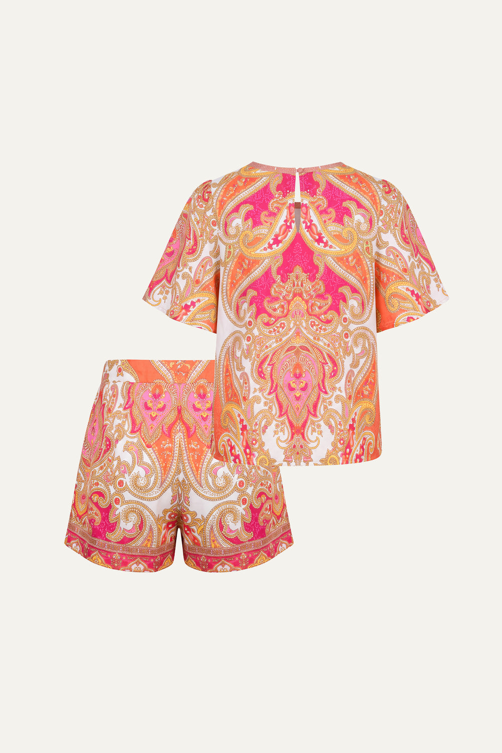 SCARLET SYMPHONY WOVEN TOP AND SHORT SET
