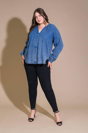 MUSING ABOUT YOU DENIM TOP.