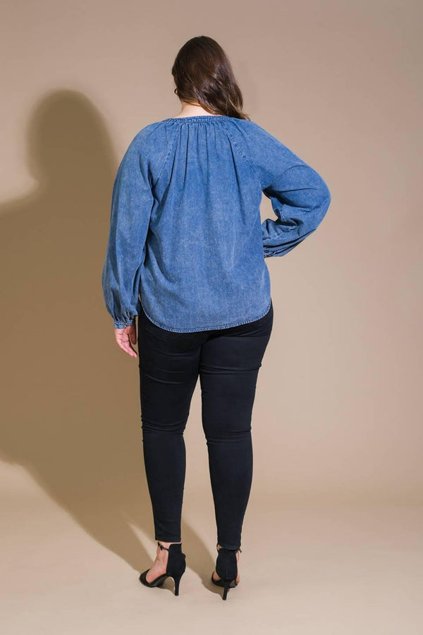 MUSING ABOUT YOU DENIM TOP.
