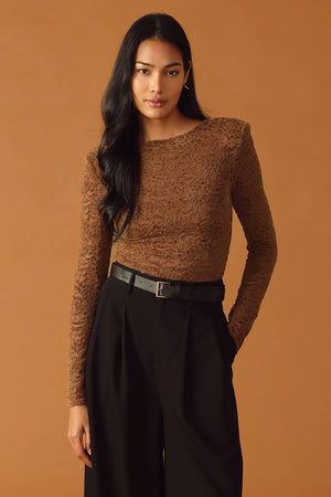 NEVER ENOUGH WOVEN LACE BODYSUIT.