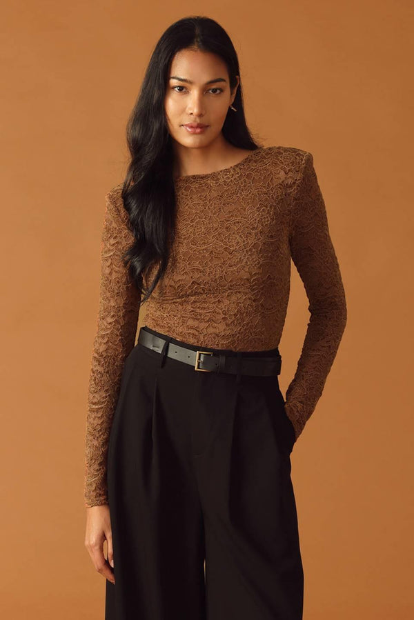 NEVER ENOUGH WOVEN LACE BODYSUIT.