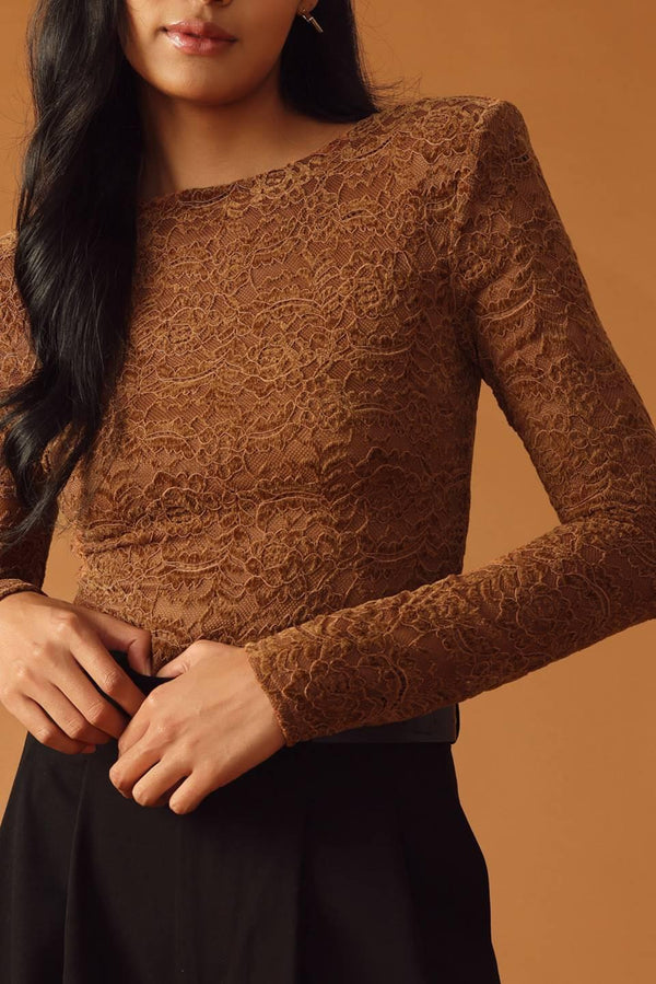 NEVER ENOUGH WOVEN LACE BODYSUIT.