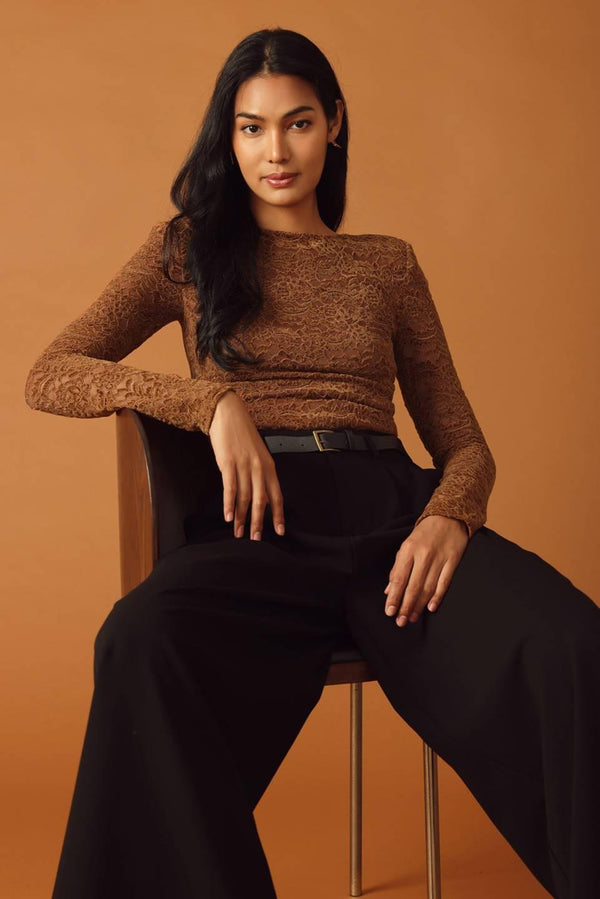 NEVER ENOUGH WOVEN LACE BODYSUIT.