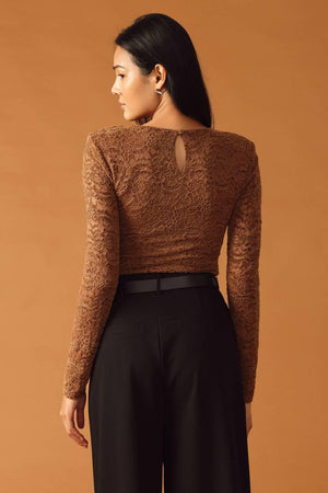 NEVER ENOUGH WOVEN LACE BODYSUIT.