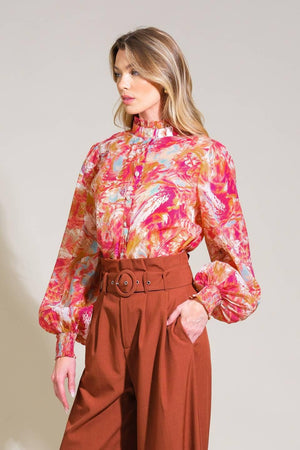 SEASONAL MOVES WOVEN TOP.