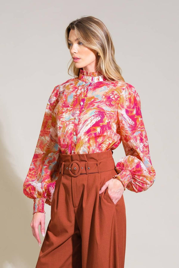 SEASONAL MOVES WOVEN TOP.