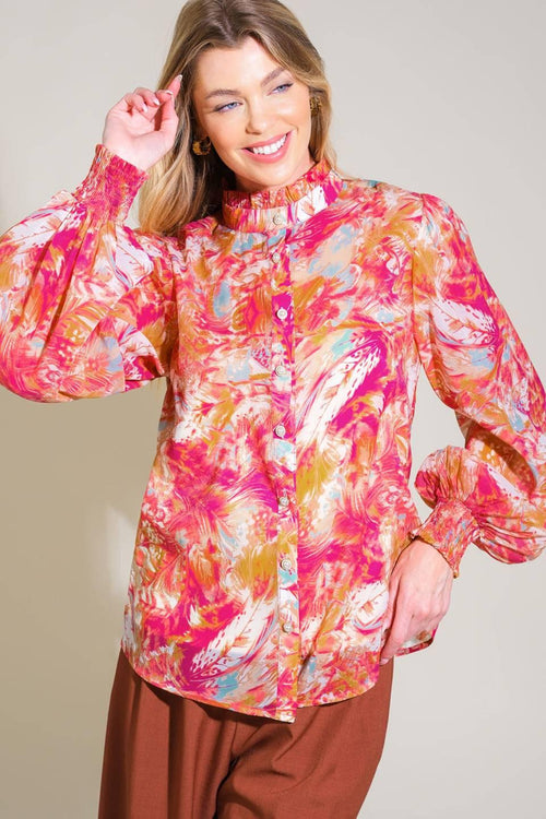 SEASONAL MOVES WOVEN TOP.