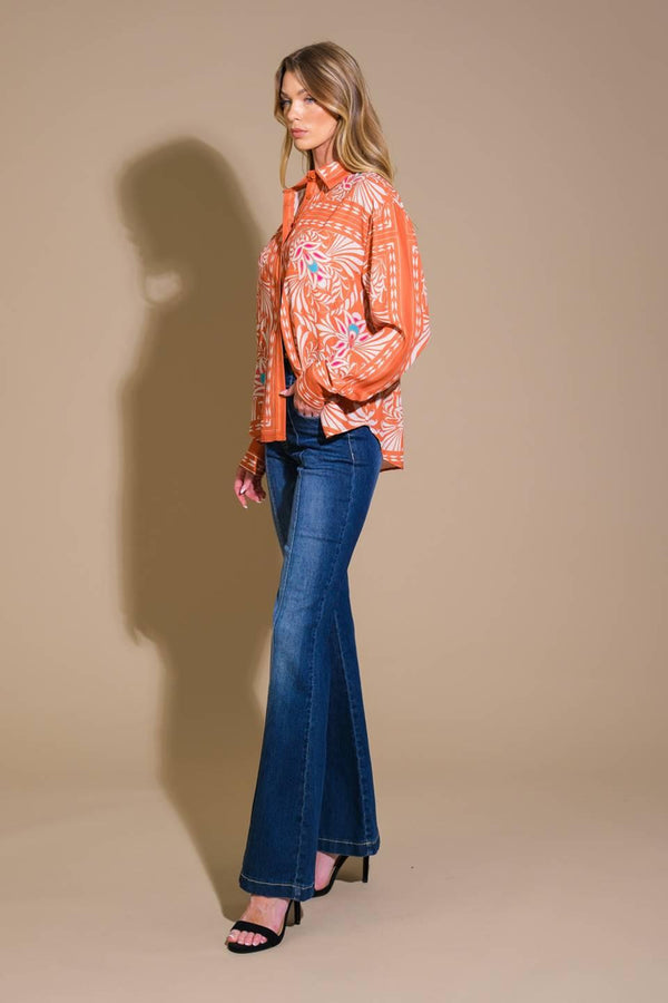 YOU NEVER CAN TELL WOVEN TOP.