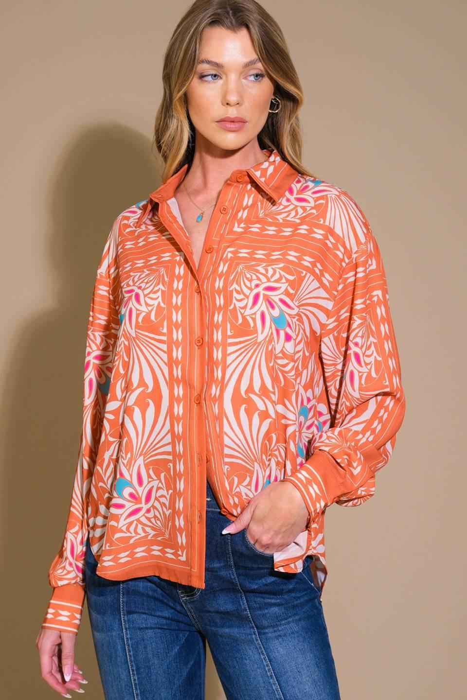 YOU NEVER CAN TELL WOVEN TOP.