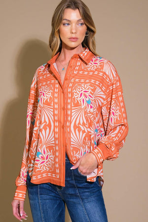YOU NEVER CAN TELL WOVEN TOP.