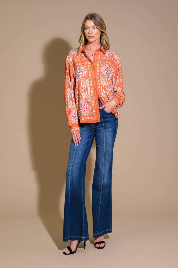 YOU NEVER CAN TELL WOVEN TOP.