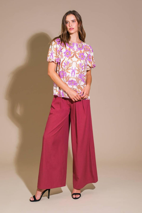 ROMANTIC WHIMS WOVEN TOP.