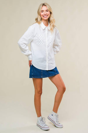 REFINED BREEZE BUTTON-UP TOP.