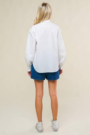 REFINED BREEZE BUTTON-UP TOP.