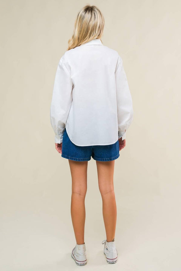 REFINED BREEZE BUTTON-UP TOP.