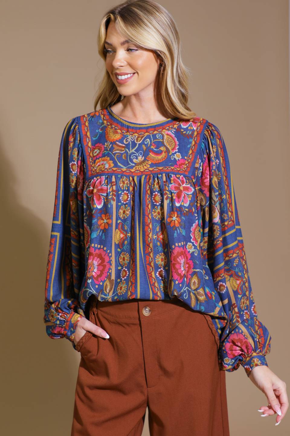 RISE TO THE OCCASION WOVEN TOP