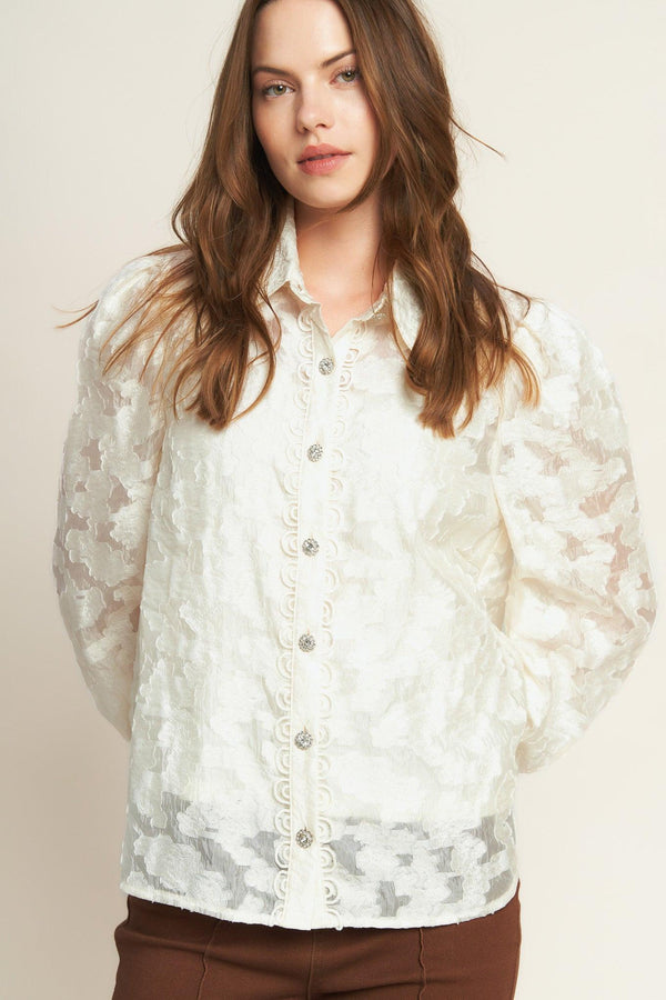 LUMINOUS GLOW WOVEN TOP.