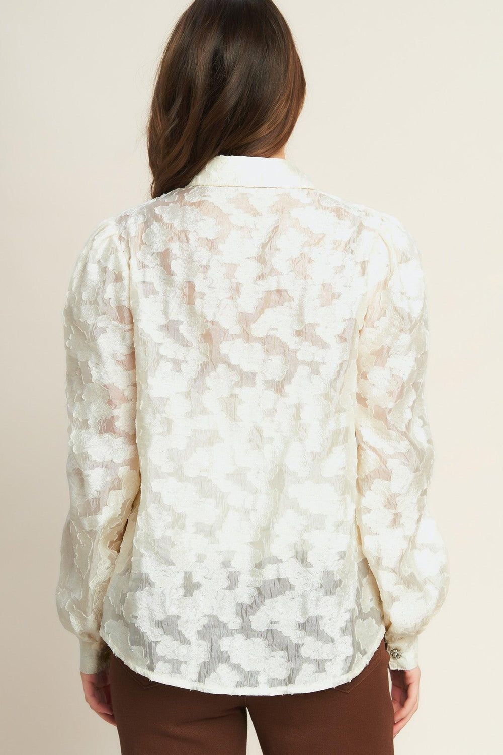Flying Tomato luminous ivory woven top – women’s chic blouse LUMINOUS GLOW WOVEN TOP