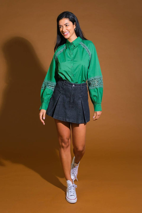 CHECK YOURSELF WOVEN TOP.