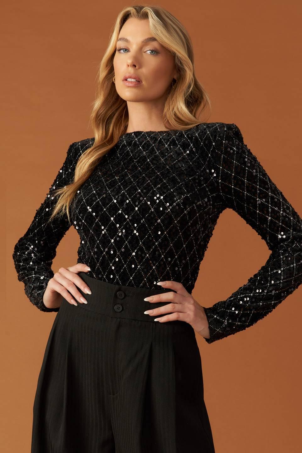 RUNNING OUT OF TIME SEQUIN BODYSUIT.