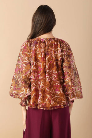 SUNSET STROLL WOVEN TOP.