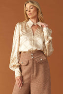 THE ART OF BALANCE WOVEN SATIN TOP.