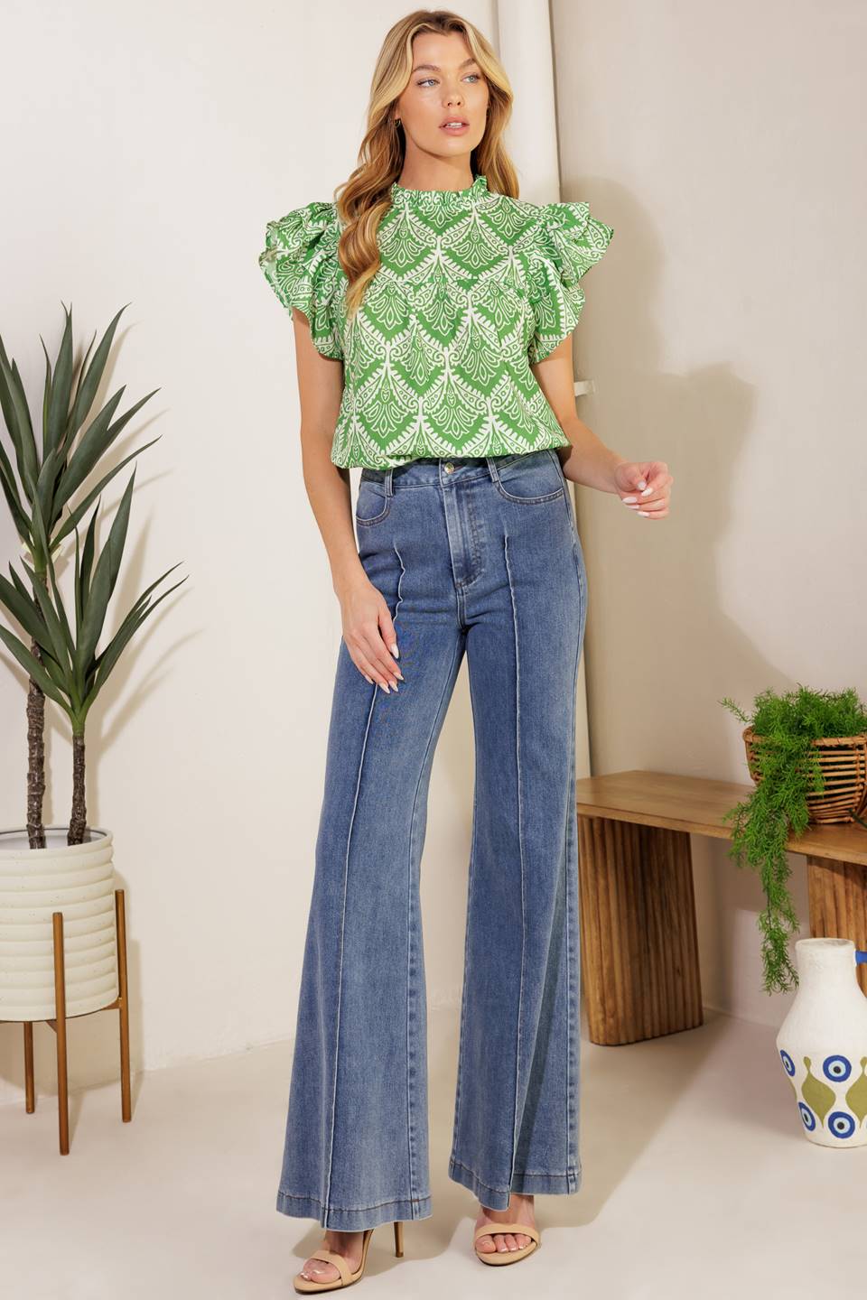 WANT YOU AROUND WOVEN TOP